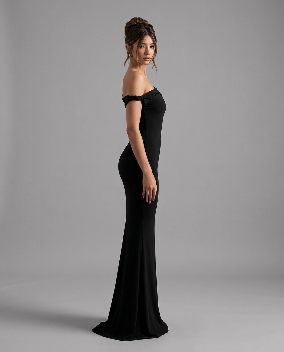 Lita | Black Twisted Asymmetric Maxi Dress