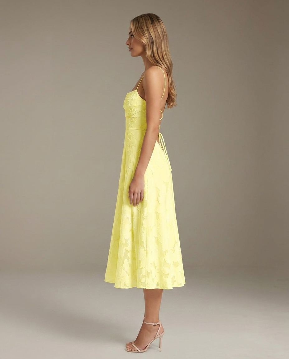 Cowl Neck Textured Floral Midi Dress