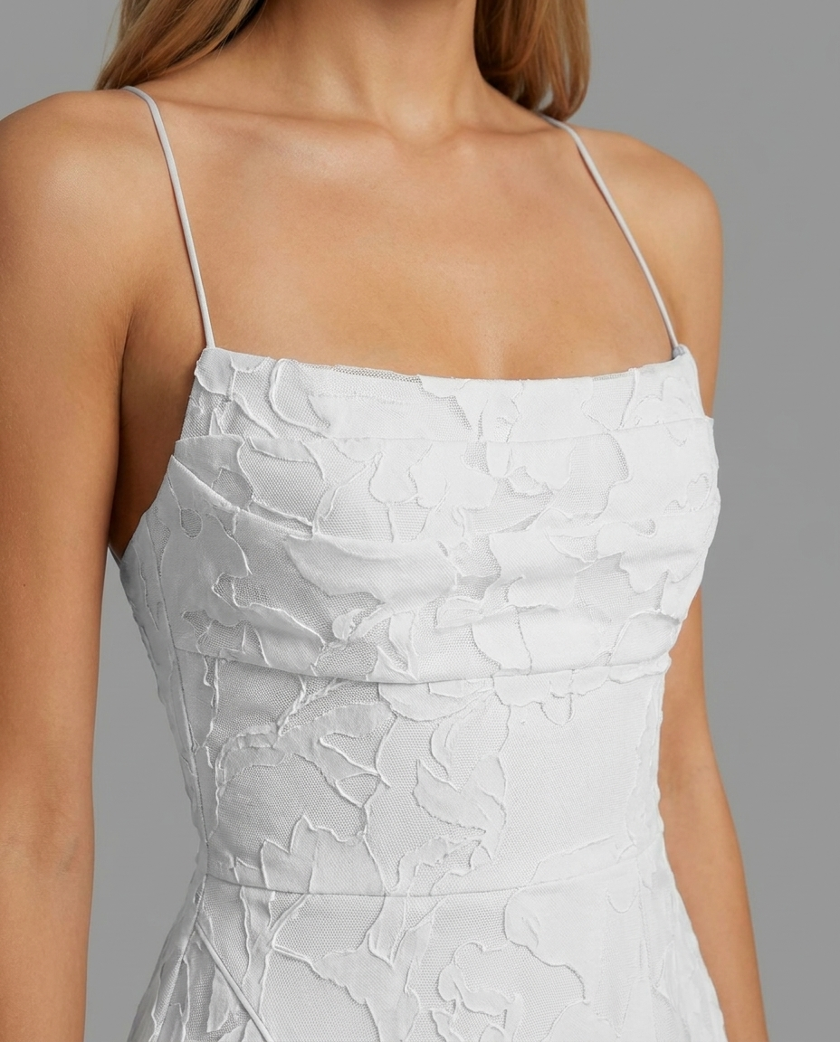 Cowl Neck Textured Floral Midi Dress