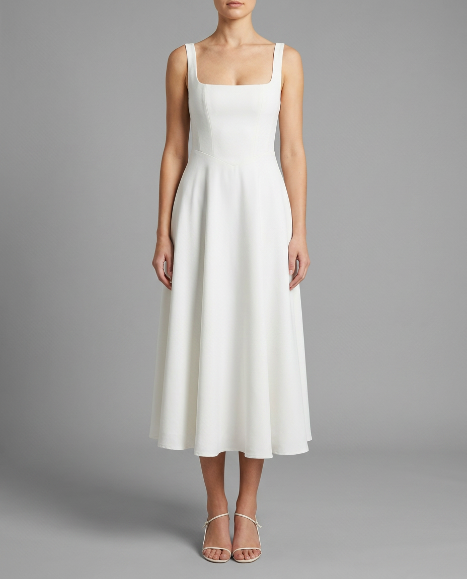 Square Neck Midi Dress