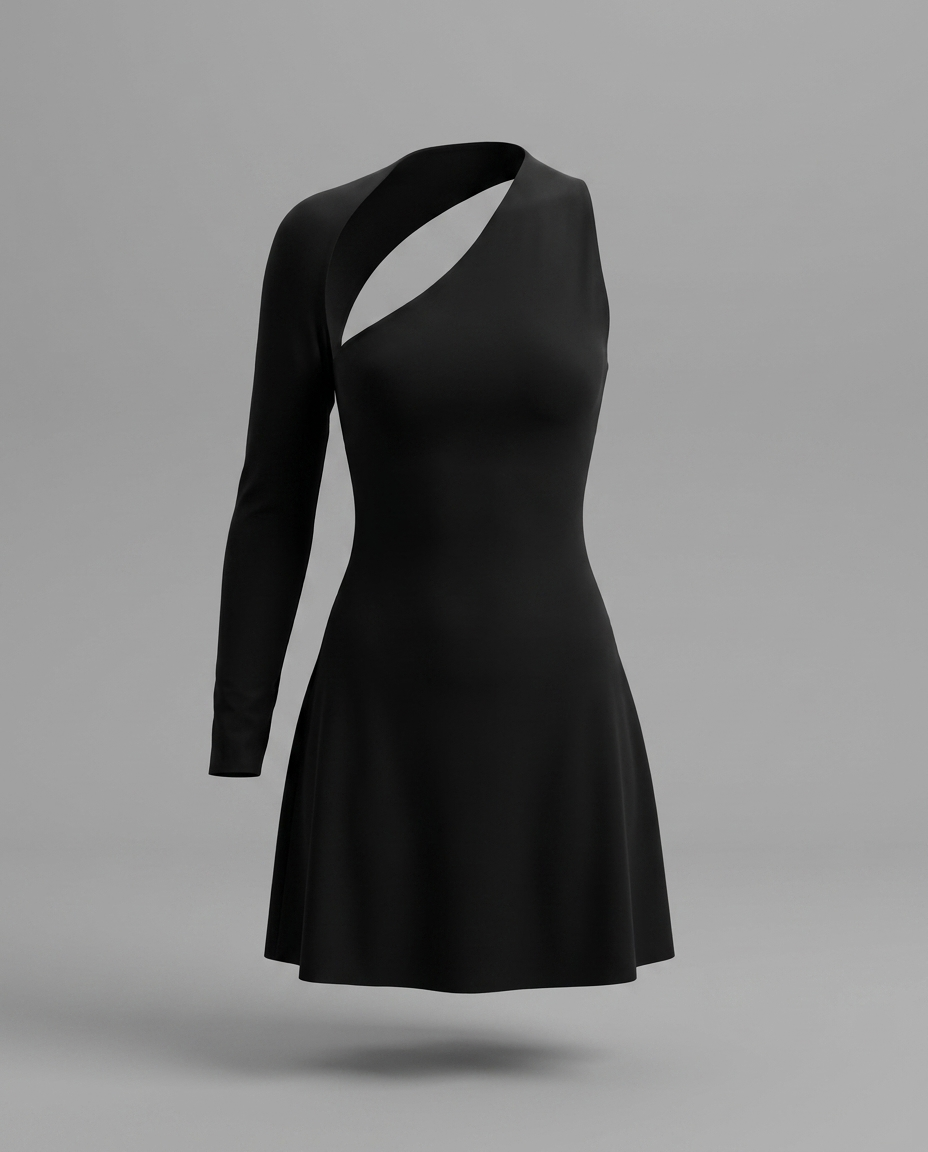 Women's One Shoulder Bodycon Mini Dress – Black