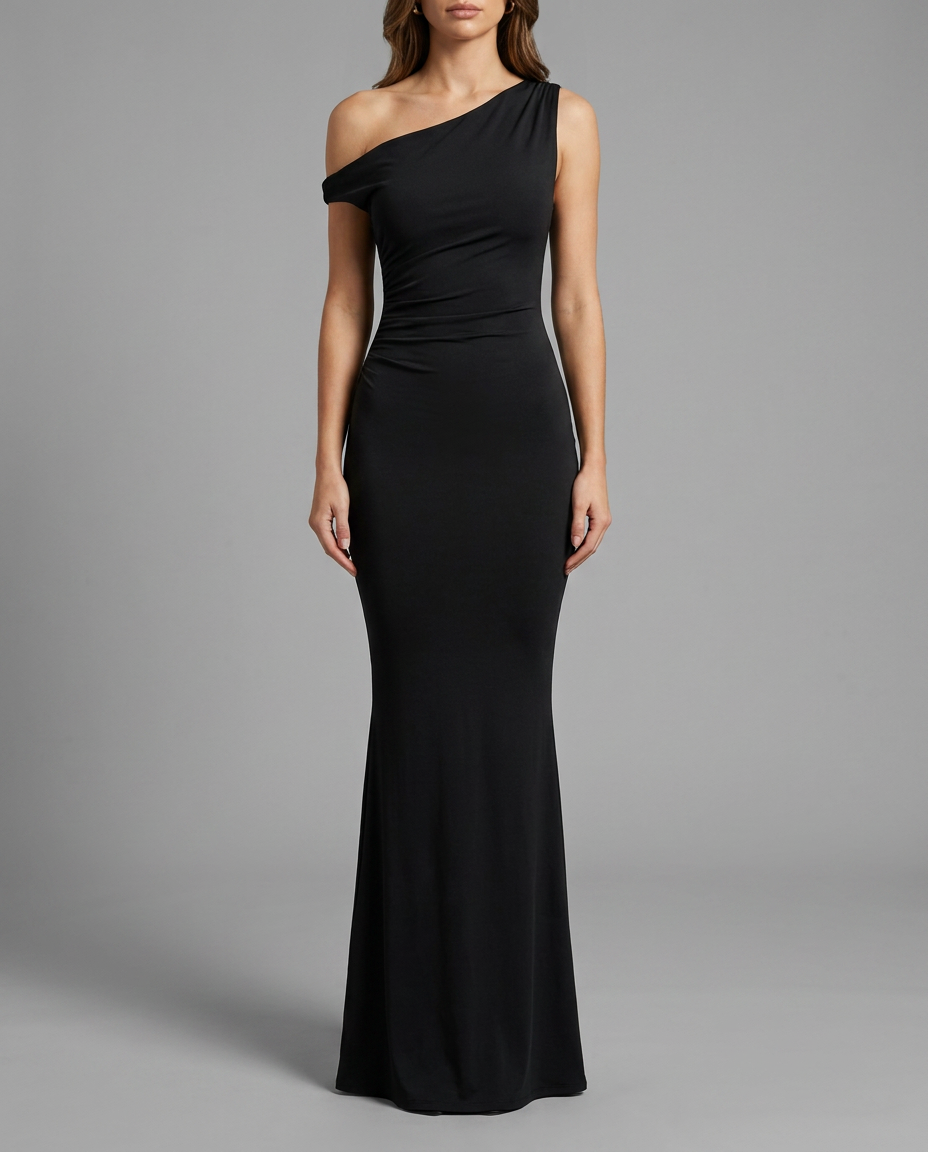 Lita | Black Twisted Asymmetric Maxi Dress