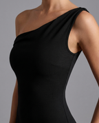 Women's One Shoulder Maxi Dress – Black Fishtail Gown