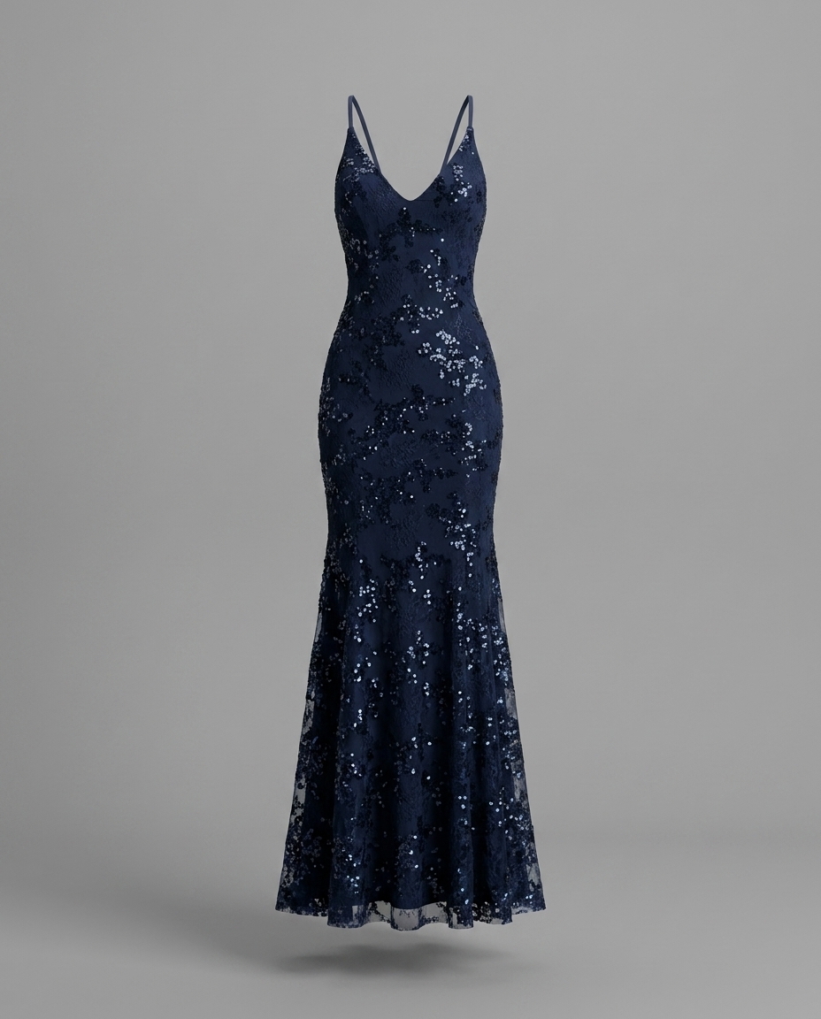Sequin Lace Up Back Maxi Dress
