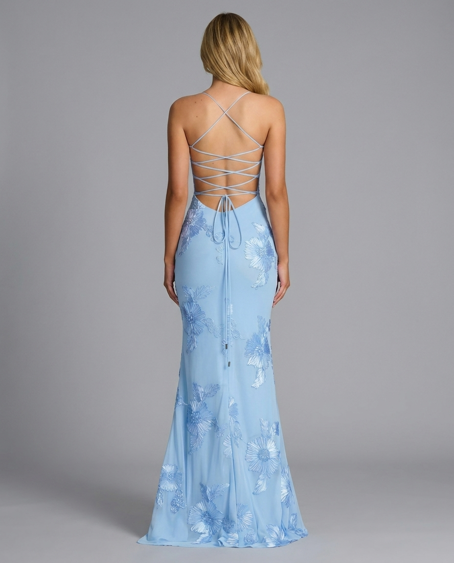 Floral Embroidered Corset Maxi Dress