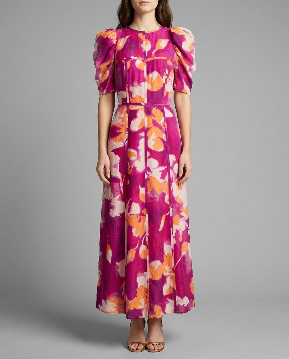Niamh Pink Binding Detail Occasion Dress