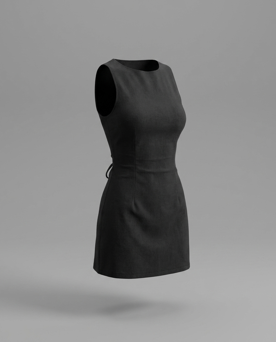 Black Sleeveless Fitted Mini Dress