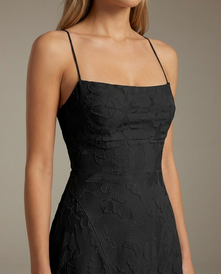 Cowl Neck Textured Floral Midi Dress
