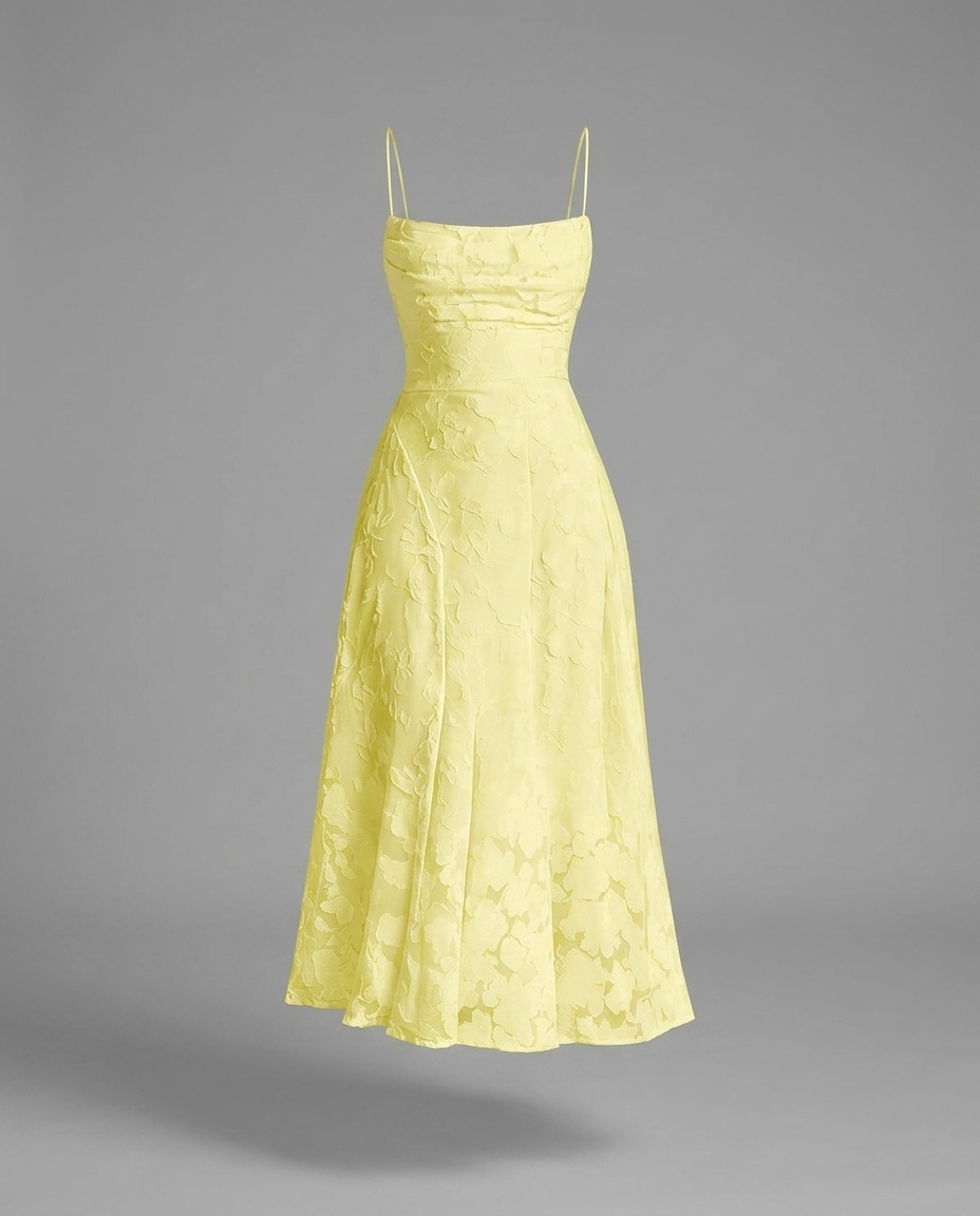 Cowl Neck Textured Floral Midi Dress