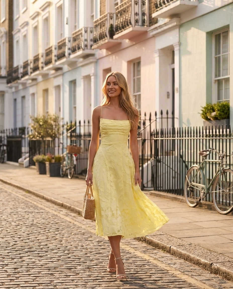 Cowl Neck Textured Floral Midi Dress