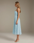 Cowl Neck Textured Floral Midi Dress