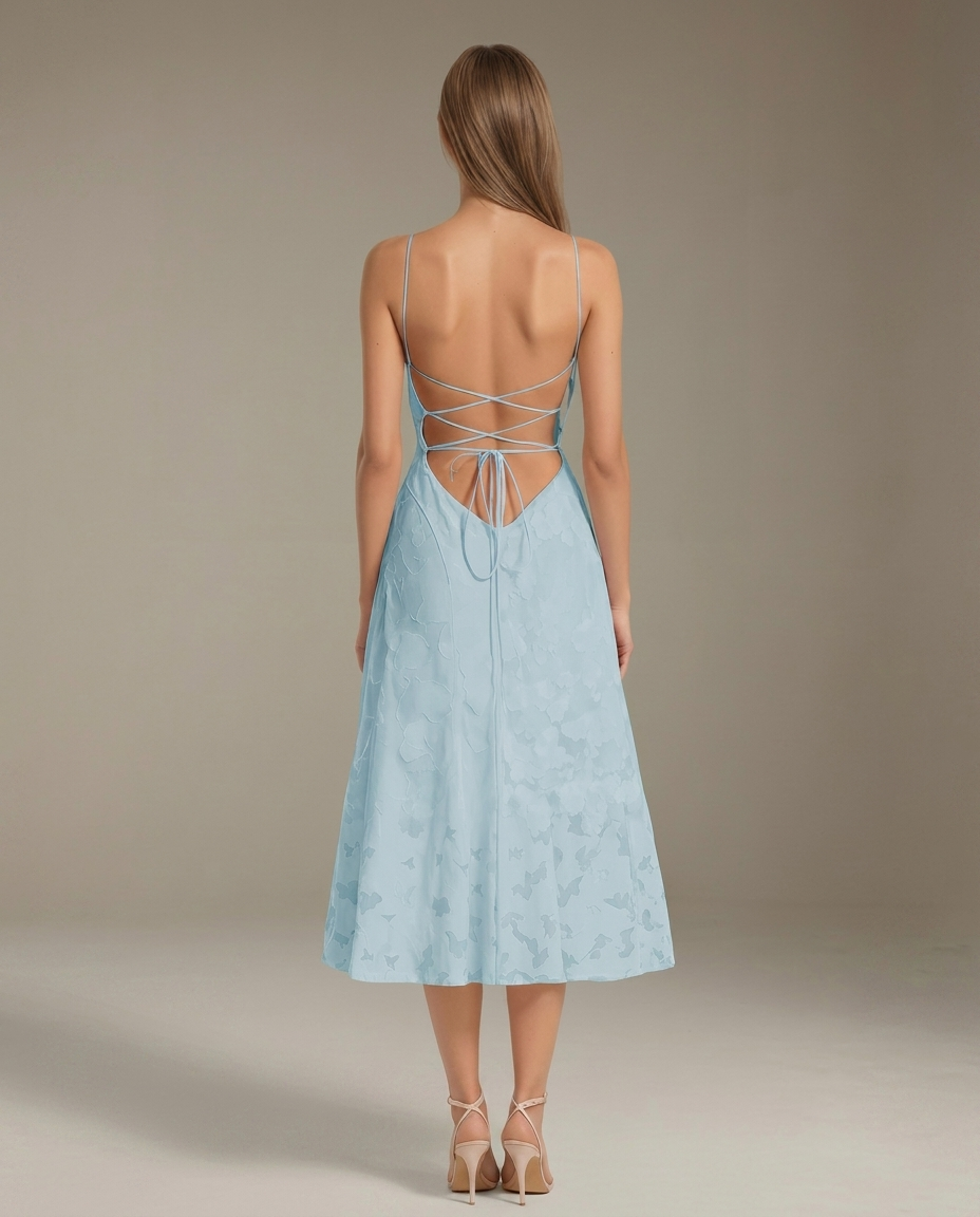Cowl Neck Textured Floral Midi Dress